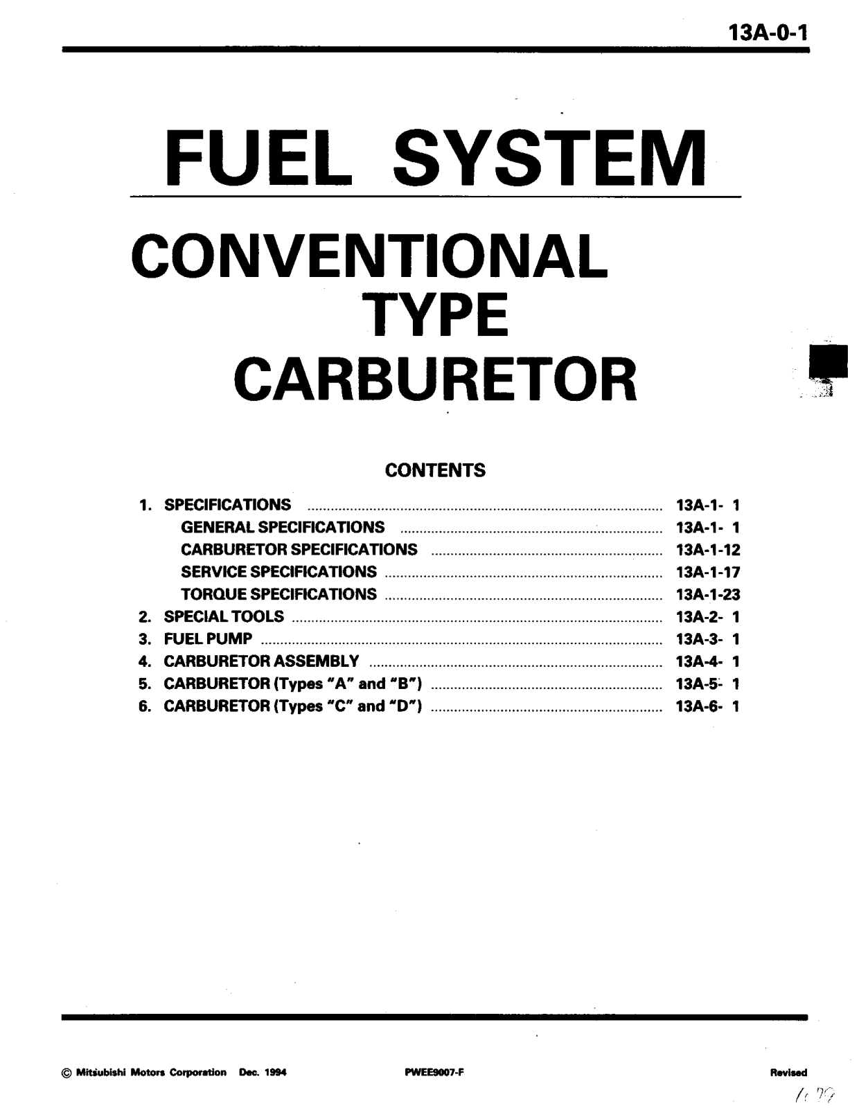 Isuzu Engine 1994 User Manual