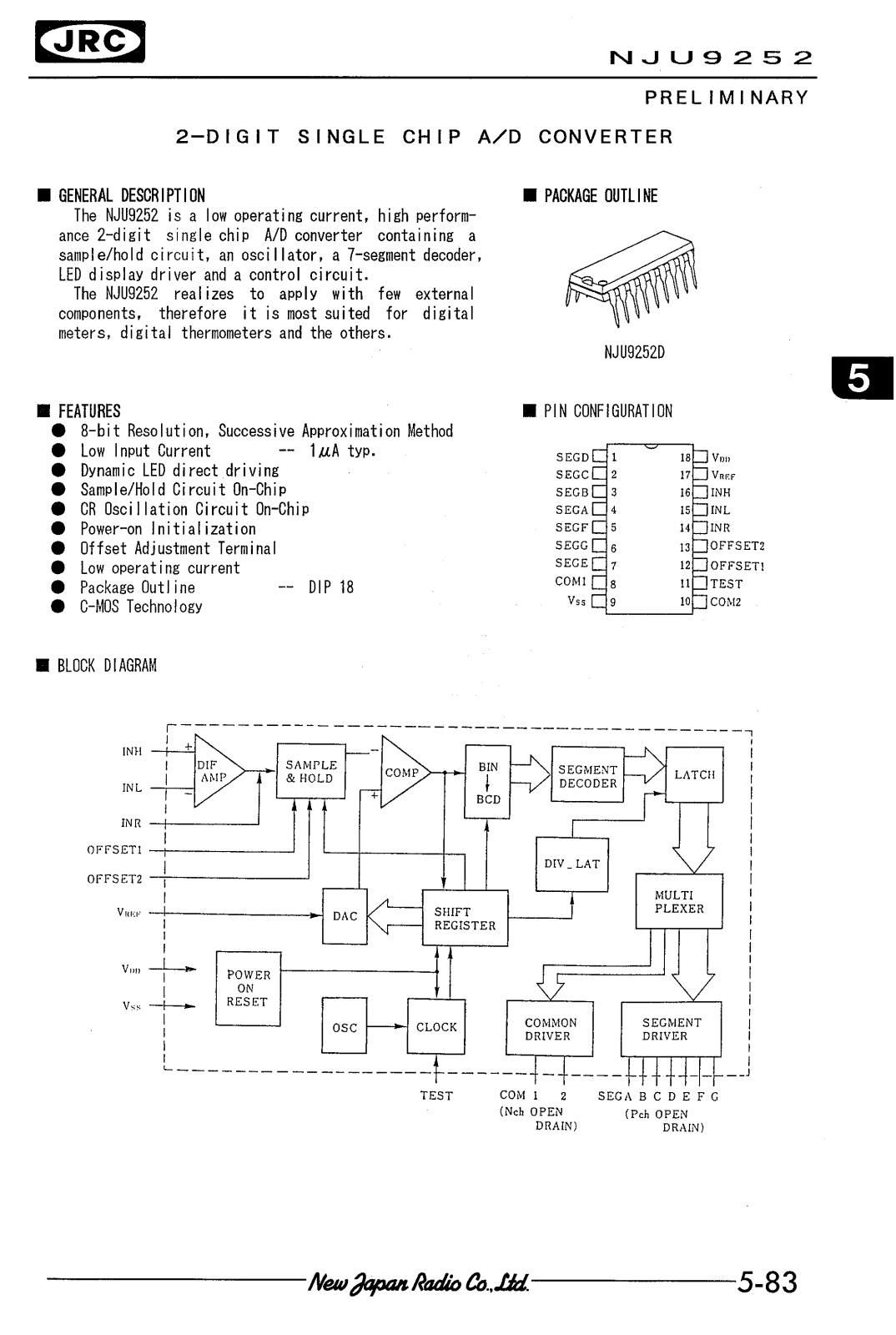 JRC NJU9252D Datasheet