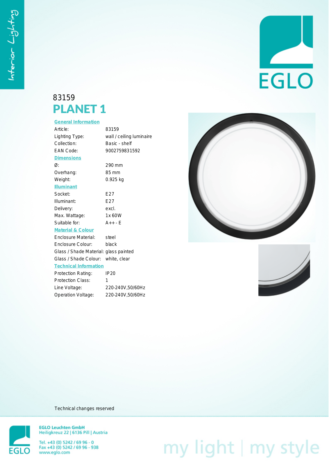 Eglo 83159 Service Manual