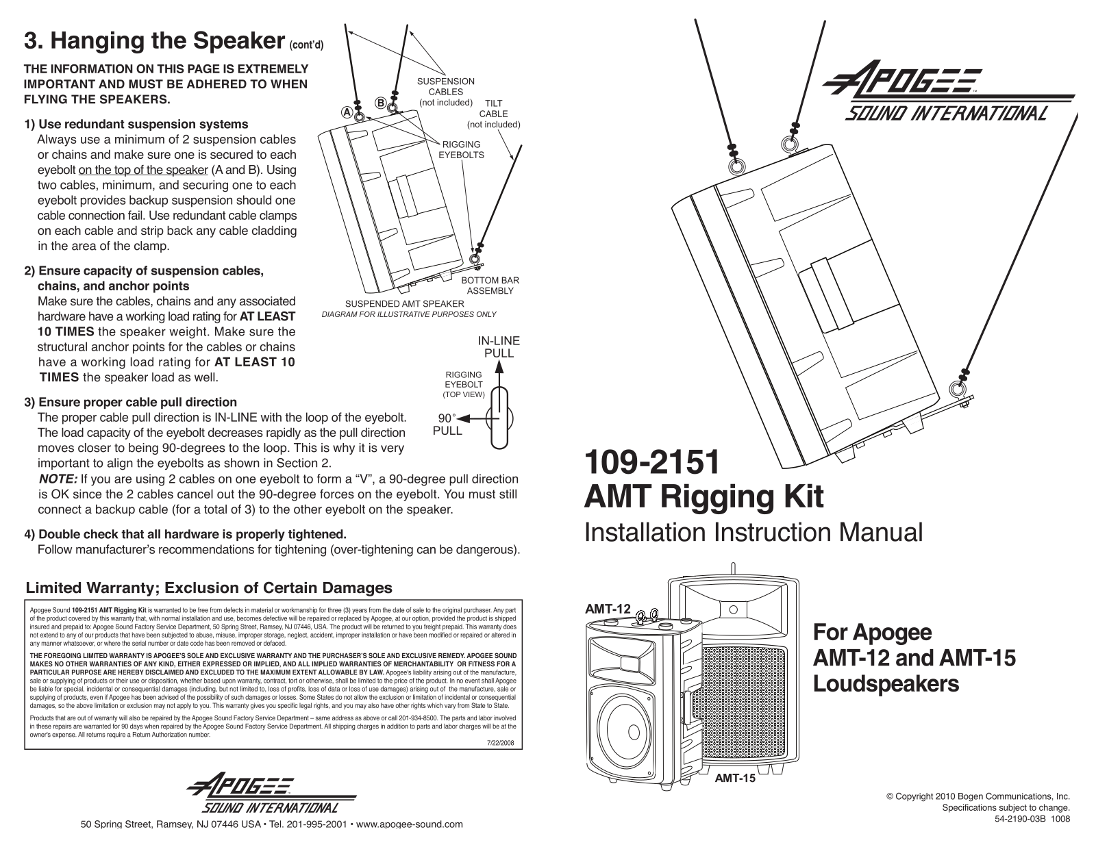 Bogen AMT-Rigging-Kit Operation Manual