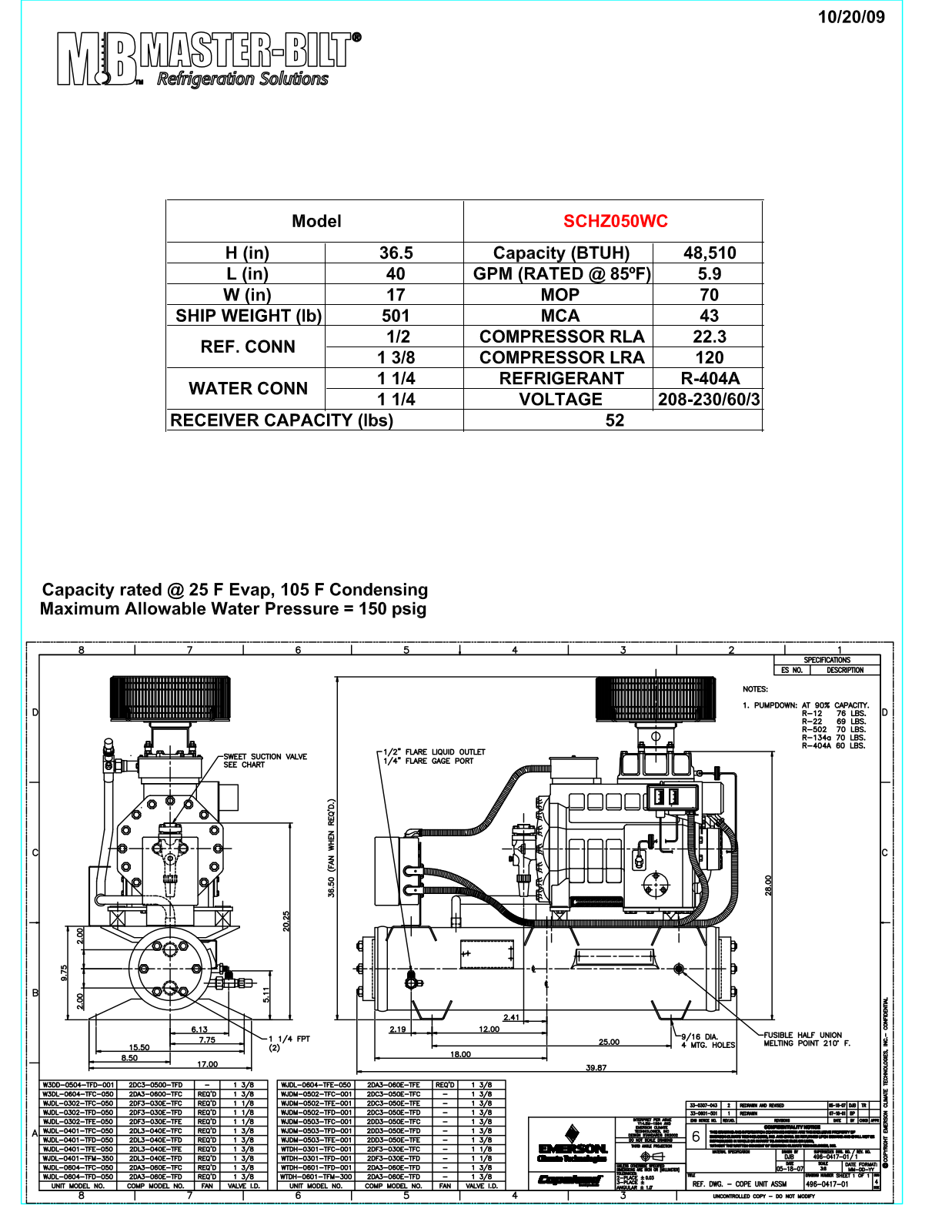 Master-Bilt SCHZ050WC User Manual