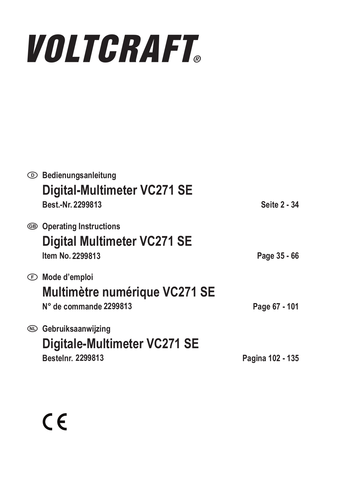 VOLTCRAFT VC-11499065, VC271 SE User guide