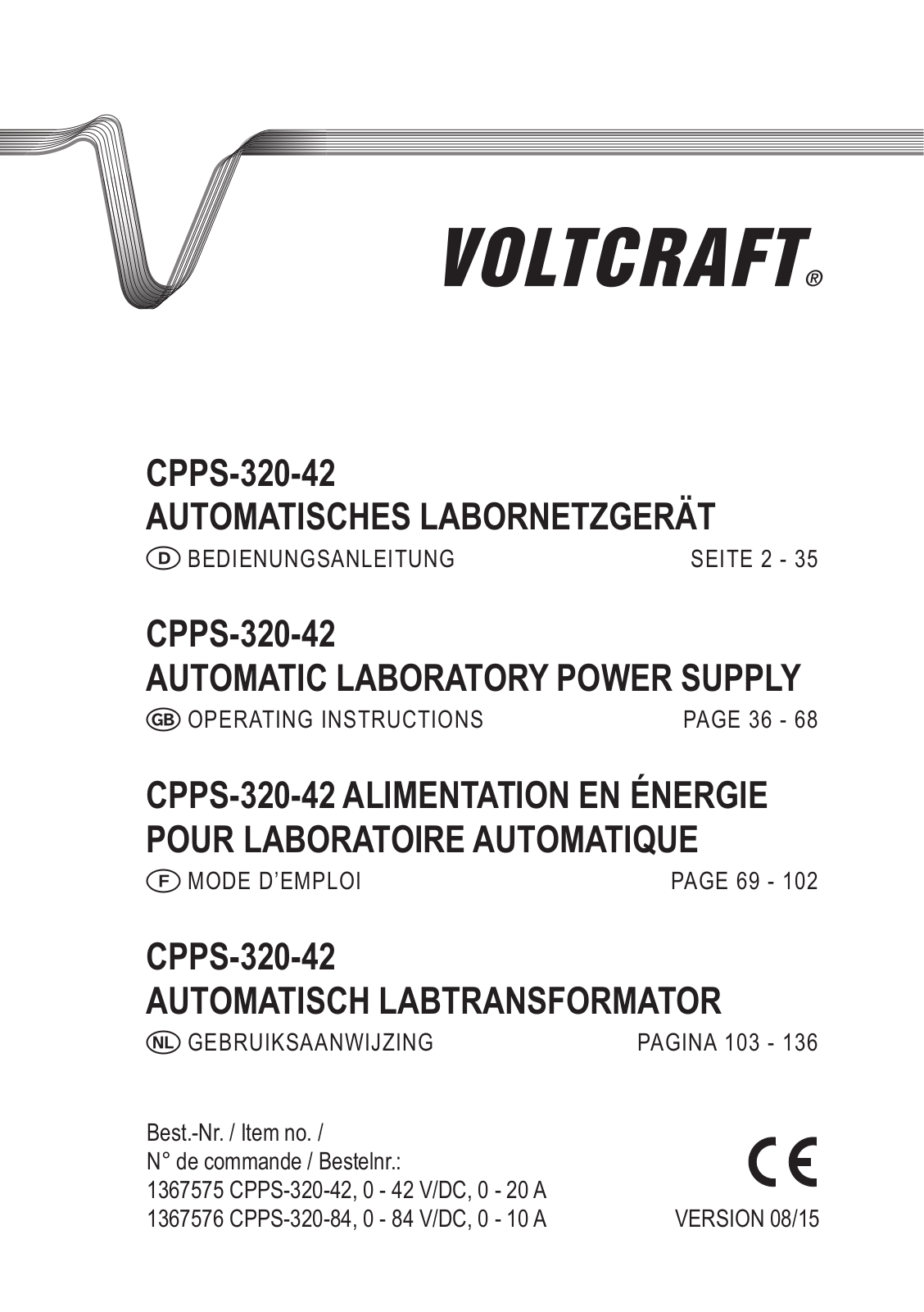 VOLTCRAFT CPPS-320-42 User guide