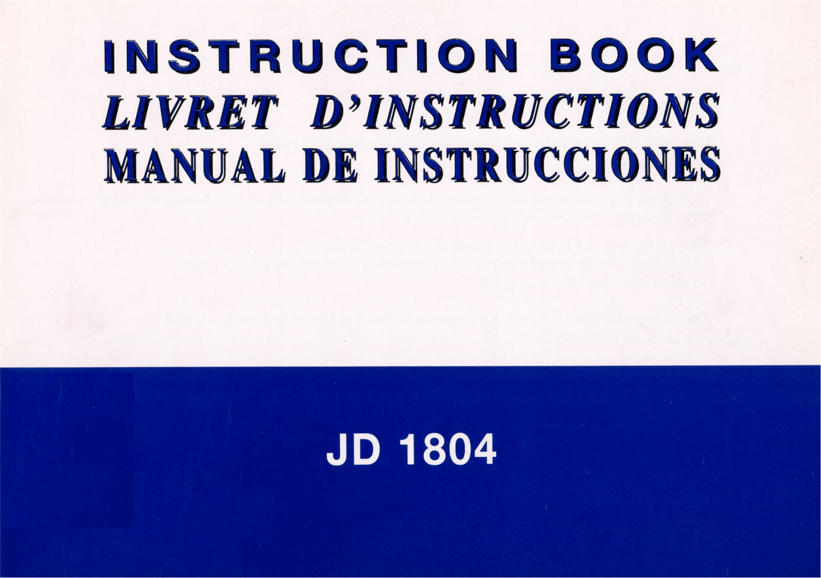 Janome JD1804 Instruction Manual