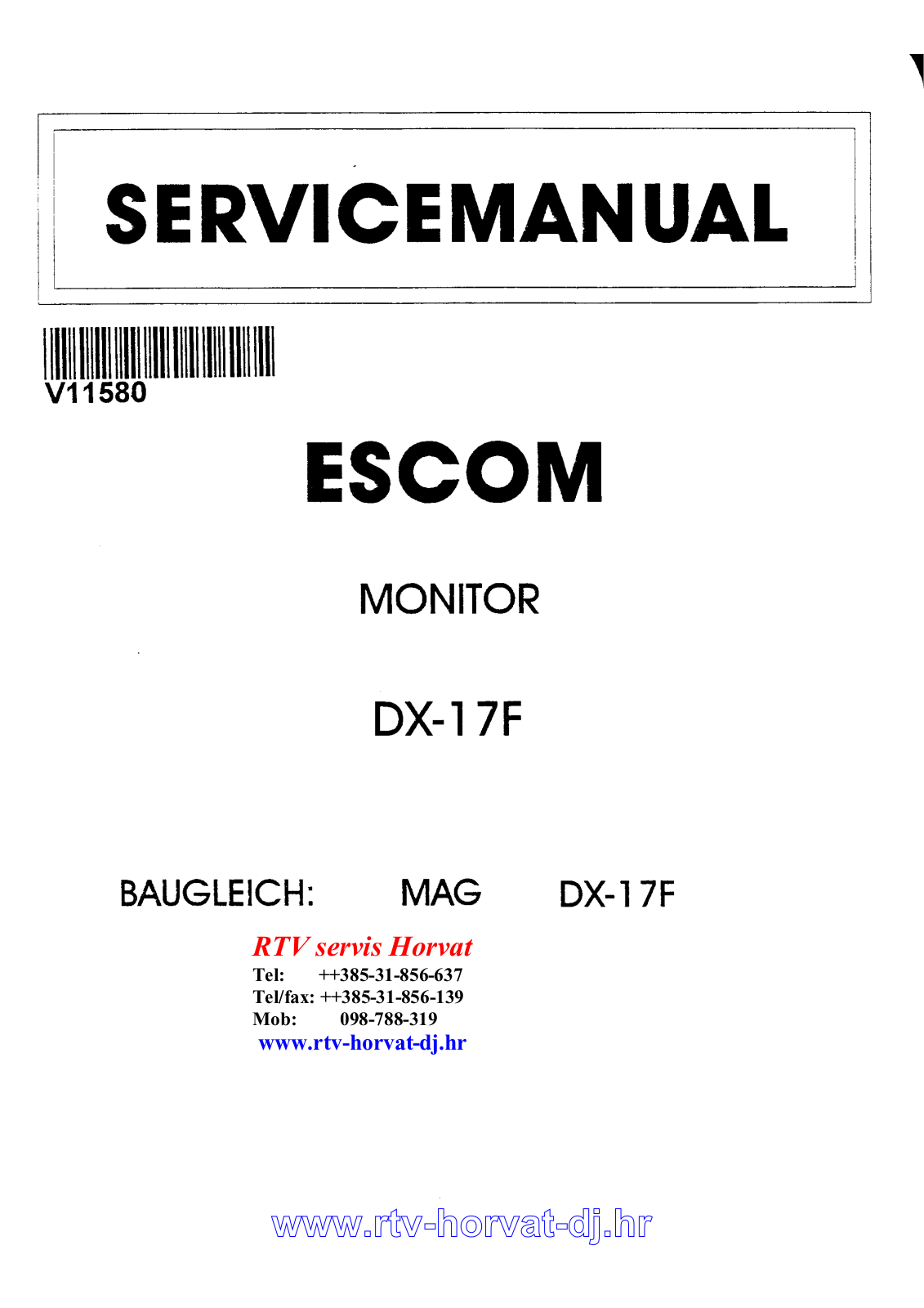 MAG DX17F ESCOM Schematic