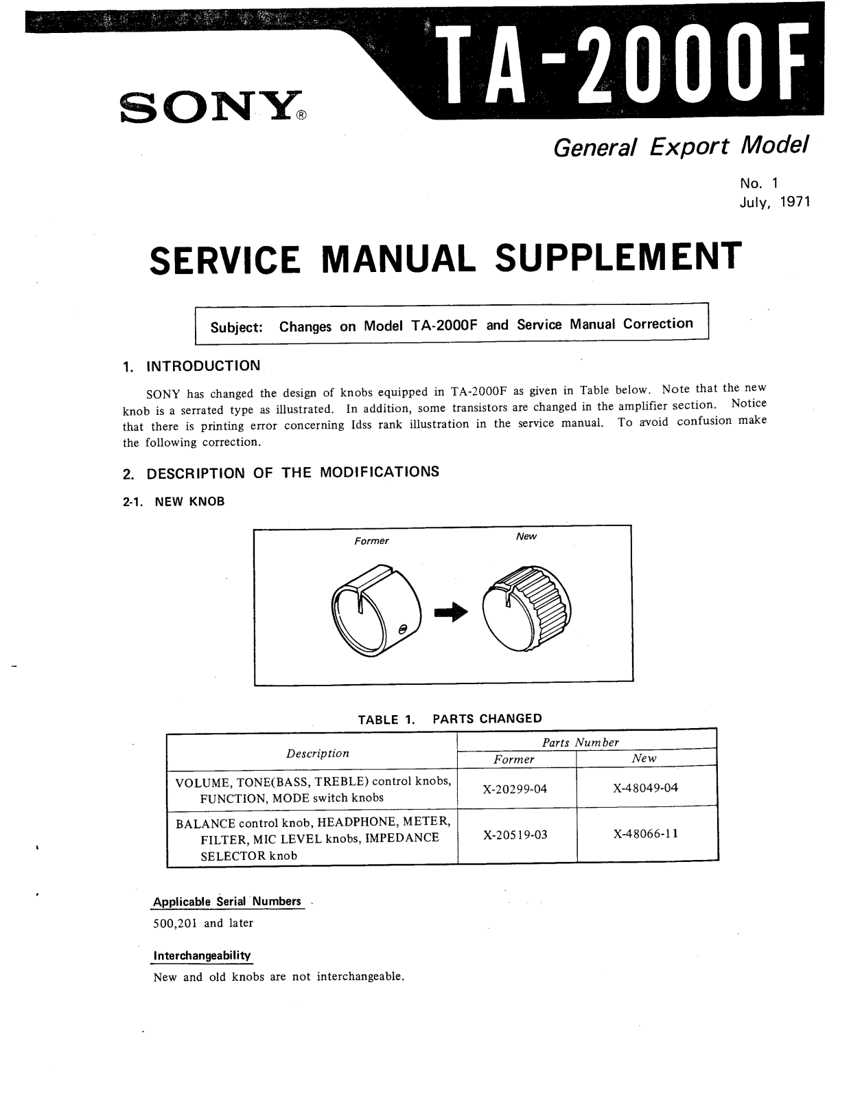 Sony TA-2000F Service Manual