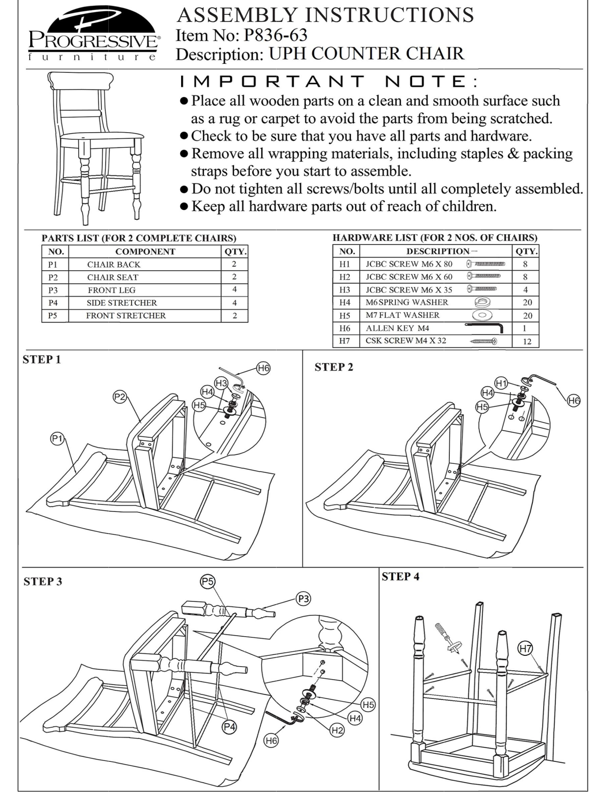 Progressive Furniture P83663 Assembly Guide