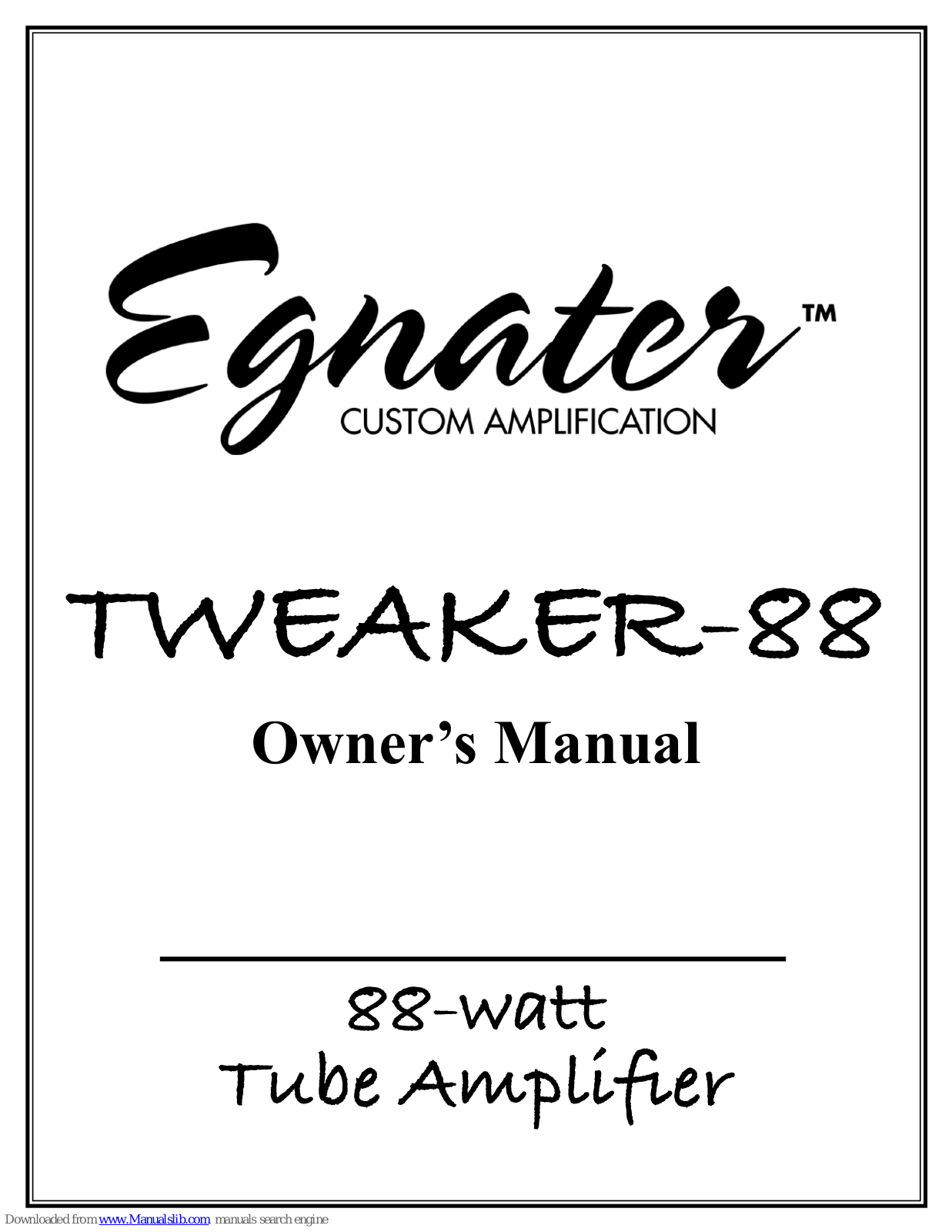 Egnater TWEAKER-88 Owner's Manual