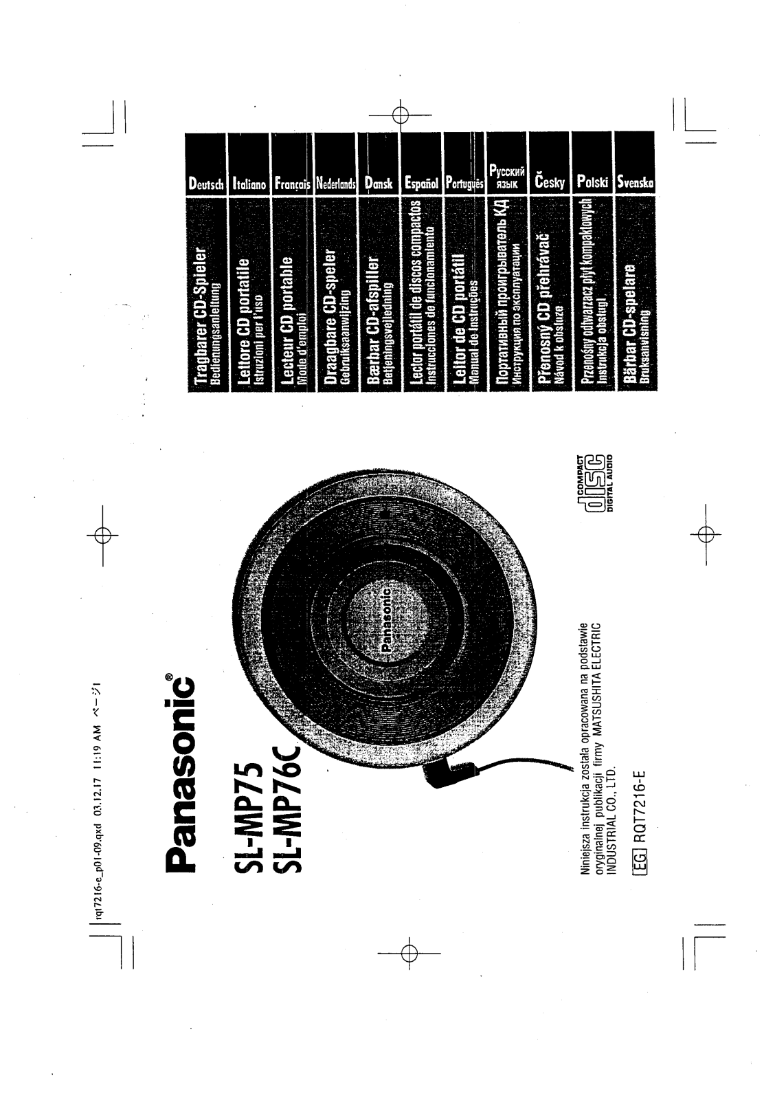 Panasonic SL-MP76C Operating Instruction