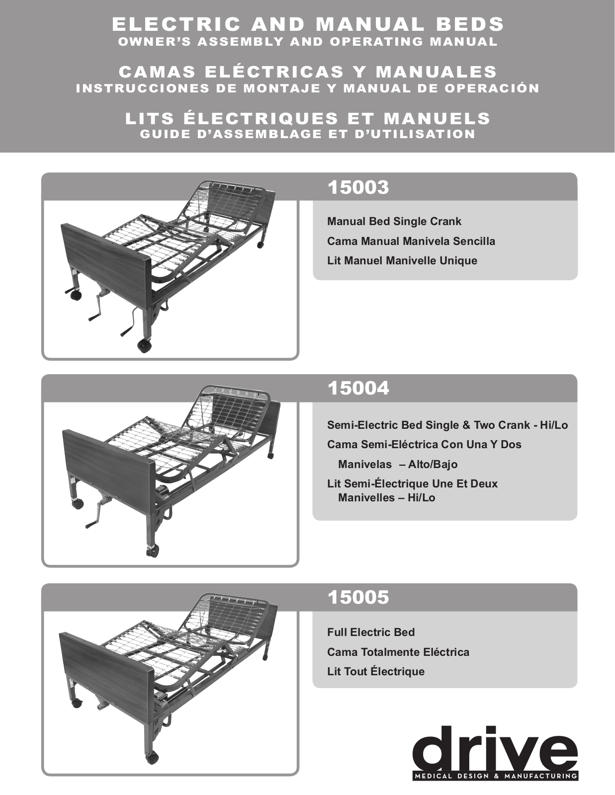 Drive Medical Design 15004, 15005, 15003 User Manual