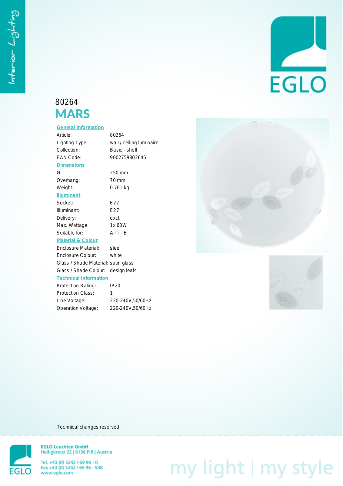 Eglo 80264 Service Manual