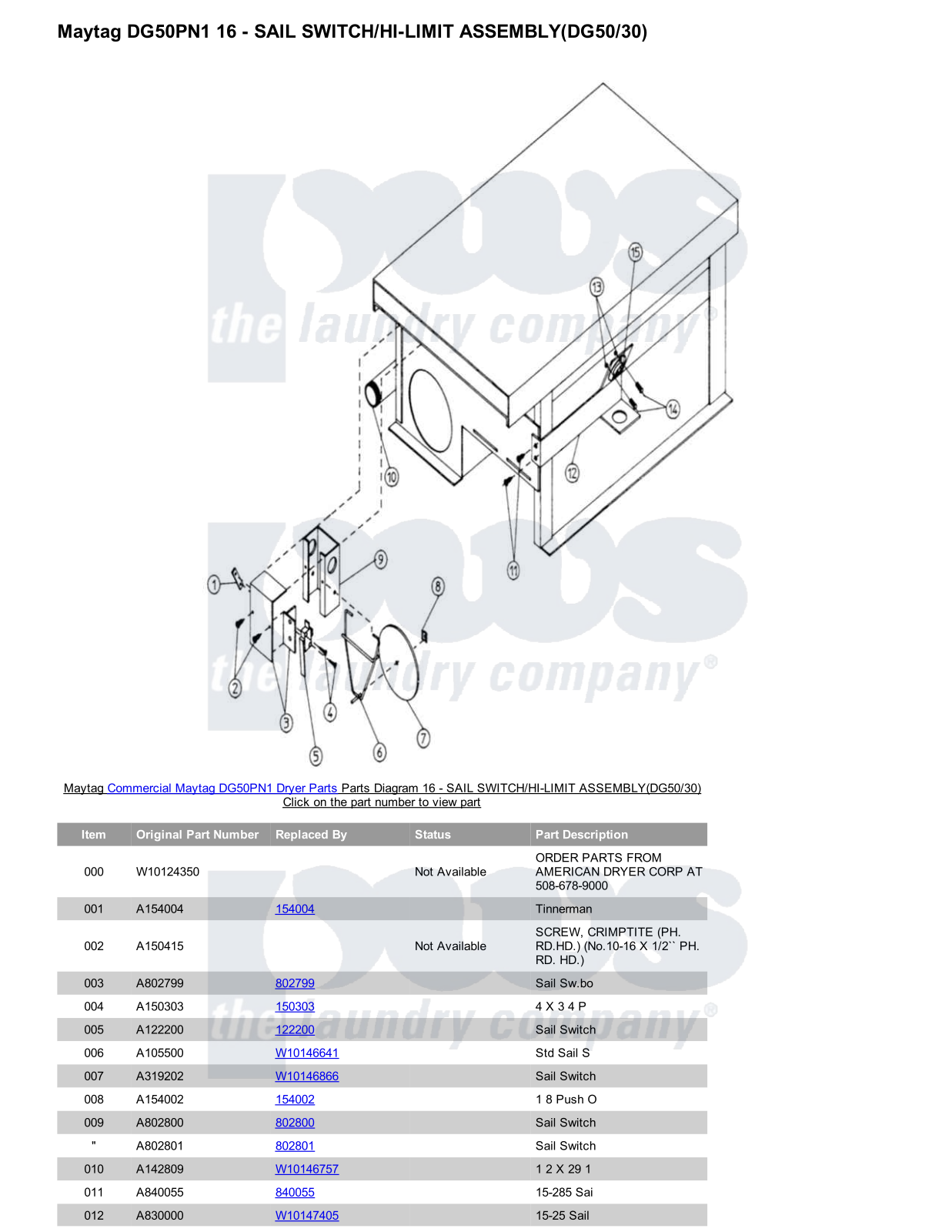 Maytag DG50PN1 Parts Diagram