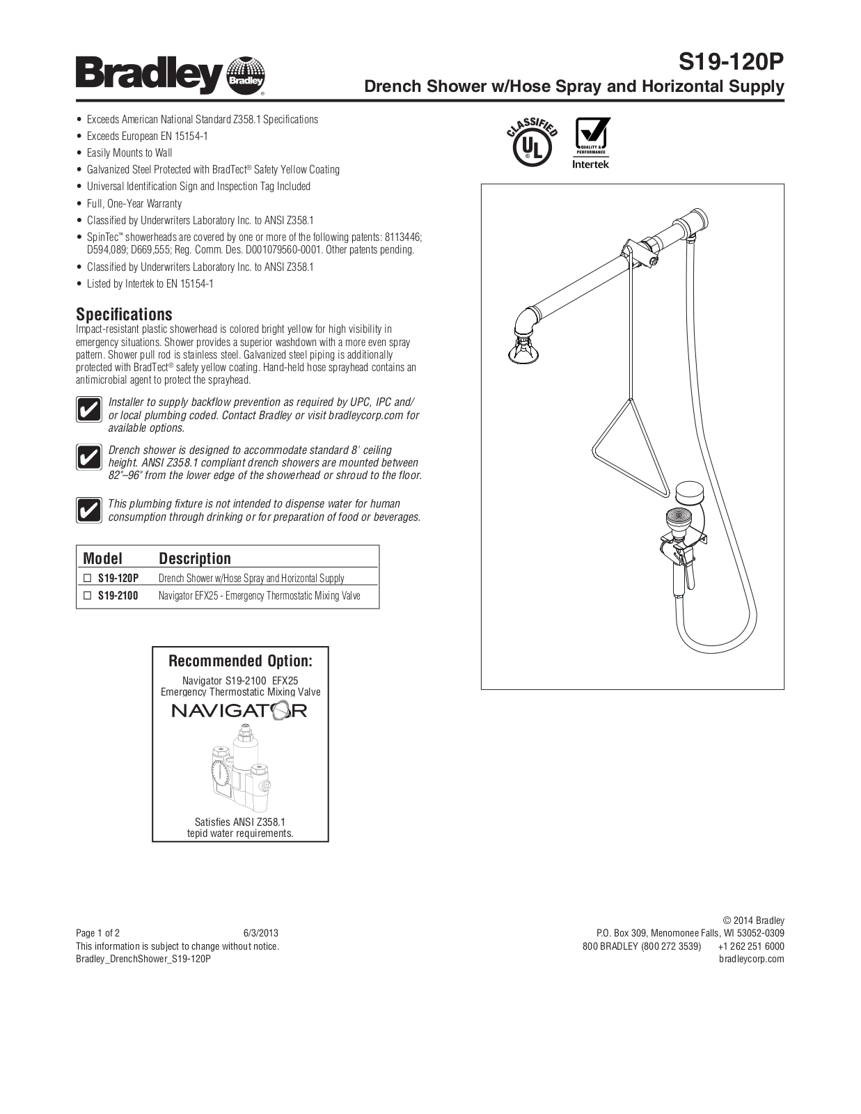 Bradley Corporation S19-120P User Manual