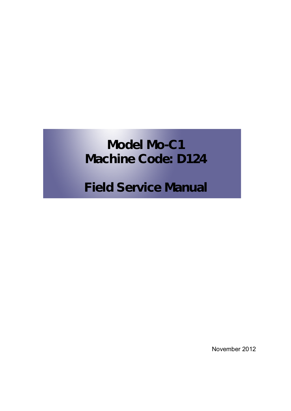 Ricoh D124-17, Mo-C1, D124-21, D124-27 Service Manual - ManualMachine.com