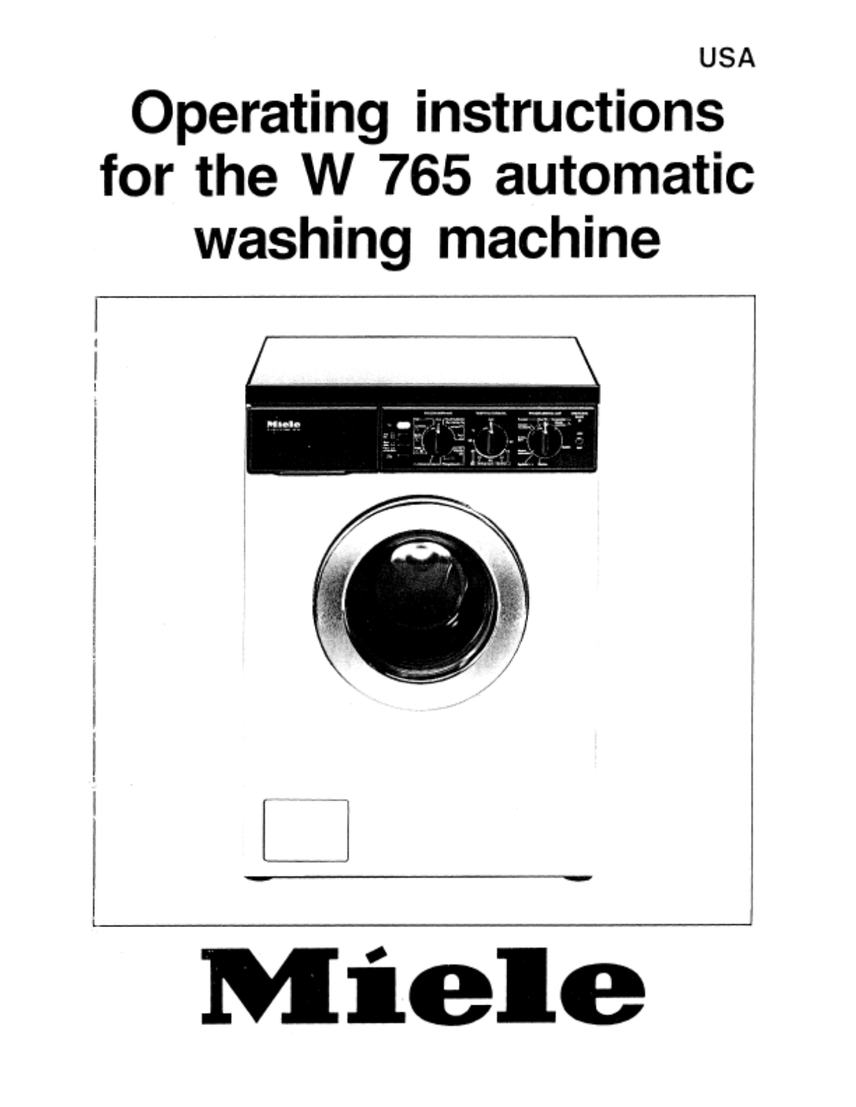 Miele W765 Operating instructions