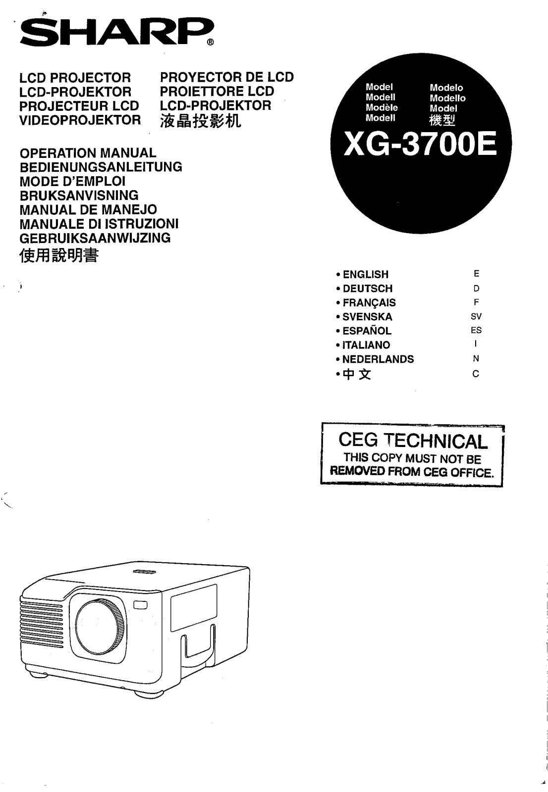 Sharp XG3700E Manual