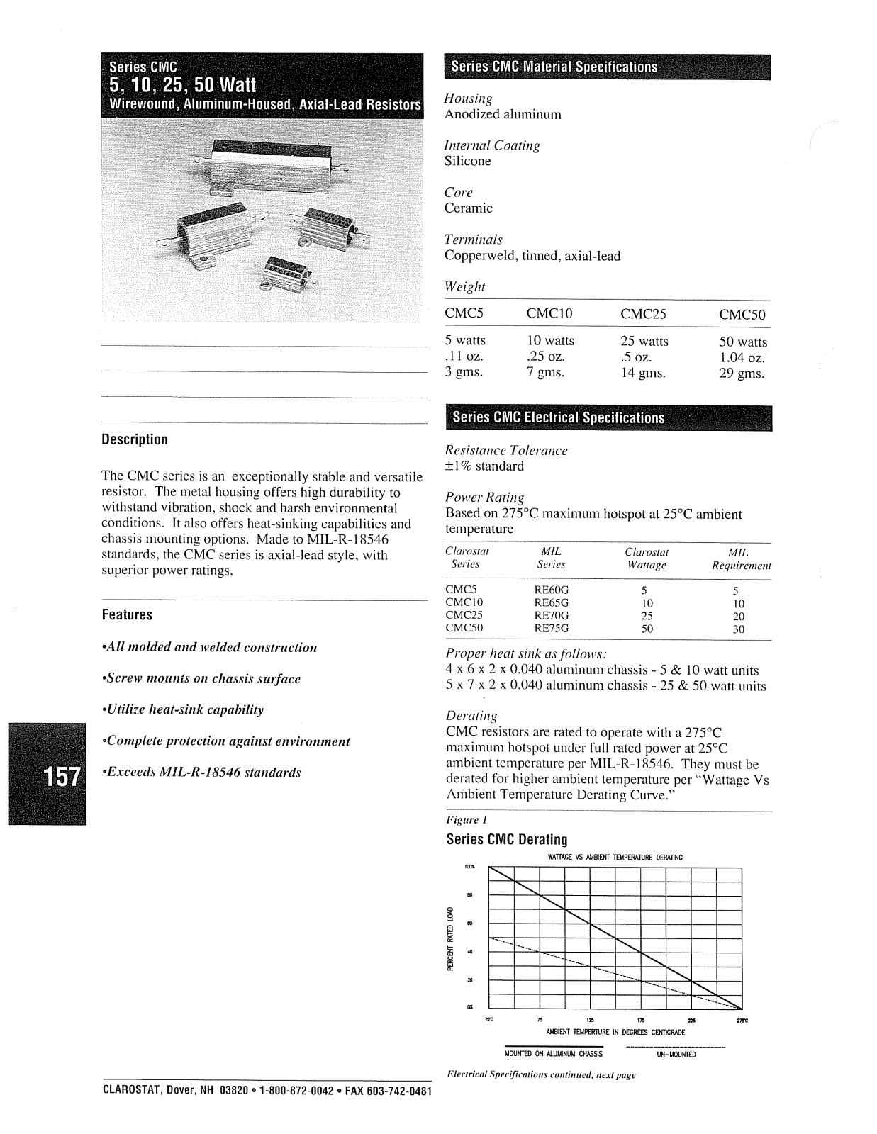 Clarostat-Honeywell Series CMC Catalog Page