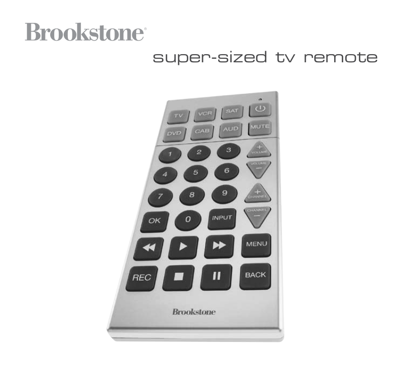 Brookstone Super sized TV Remote User Manual