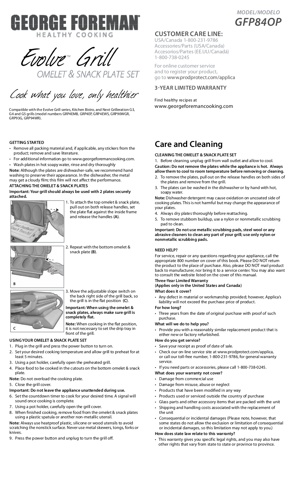 George Foreman GFP84OP User Manual