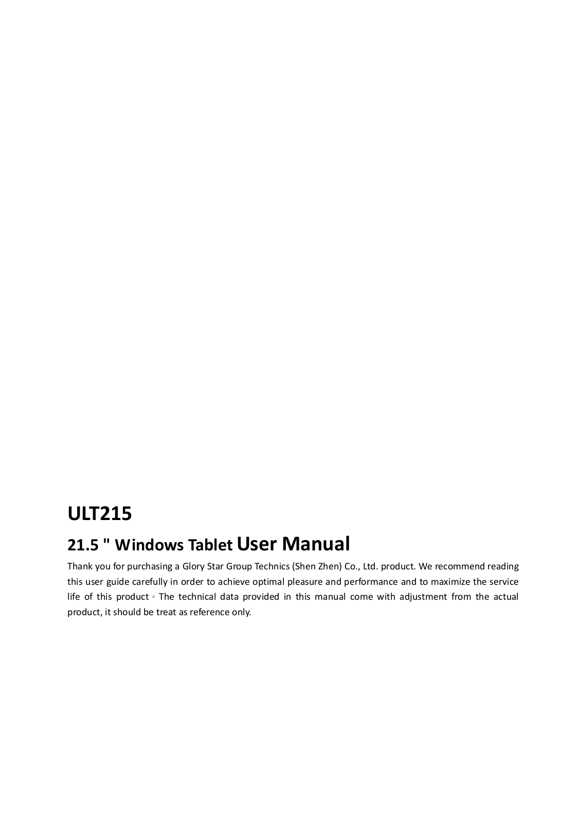 Glory Star Technics ULT215 Users manual