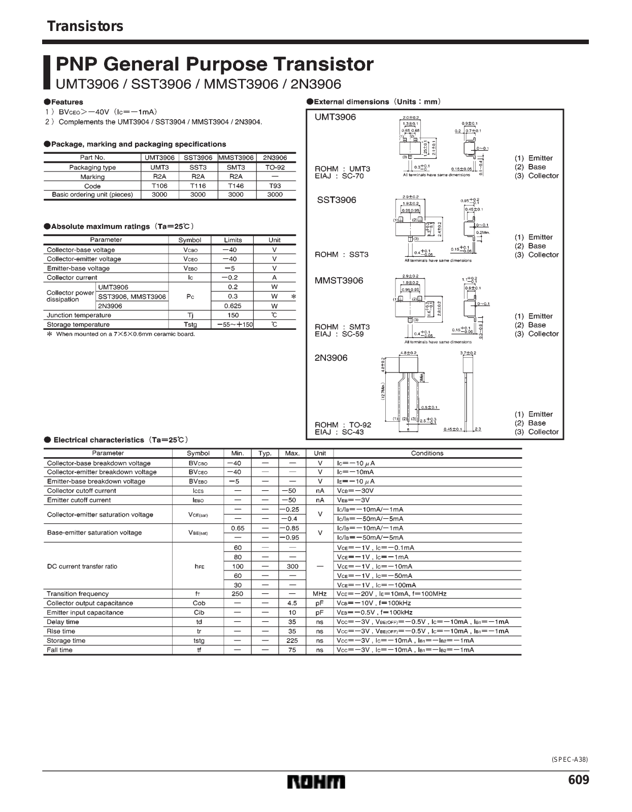 ROHM 2N3906 Datasheet