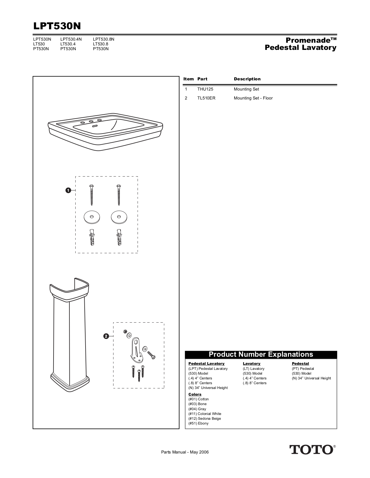 Toto LPT530N01 User Manual