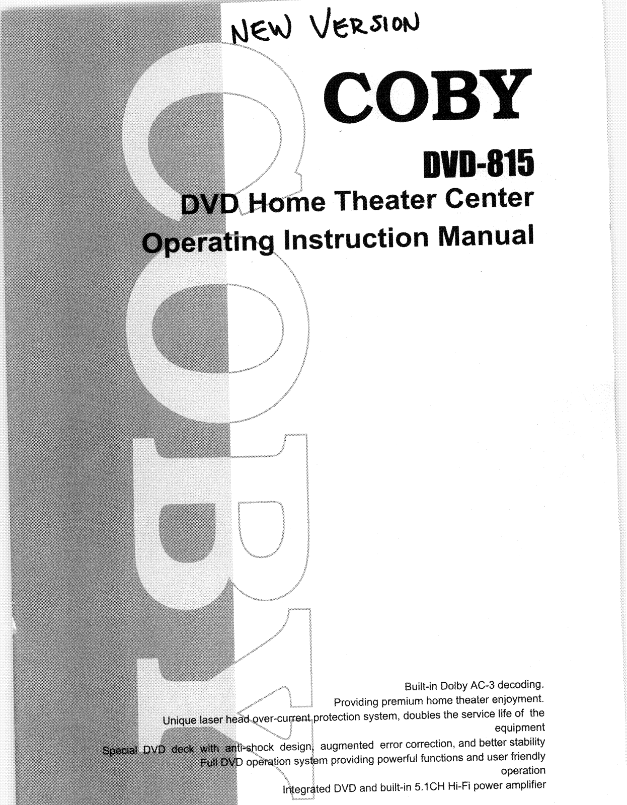 Coby Electronics DVD-815 Owners manual