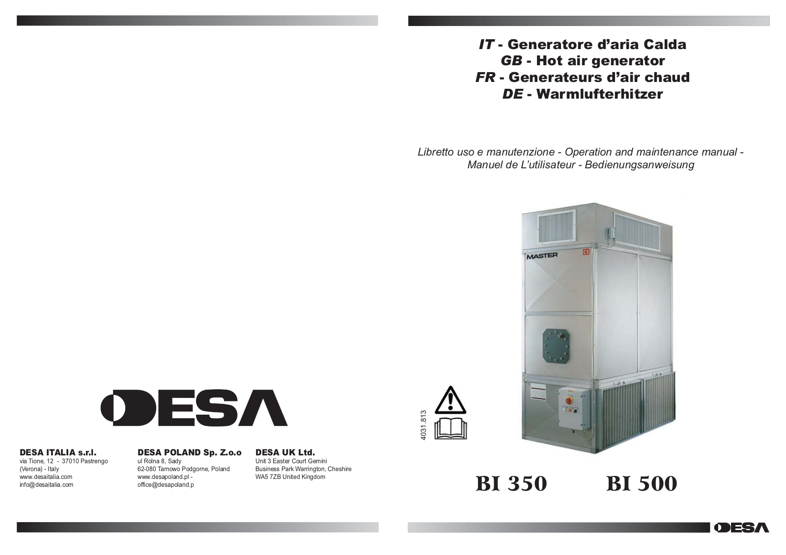 Master BI 350, BI 500 User Manual