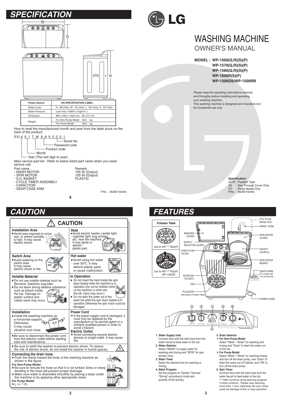 LG WP-1500 RS User Manual