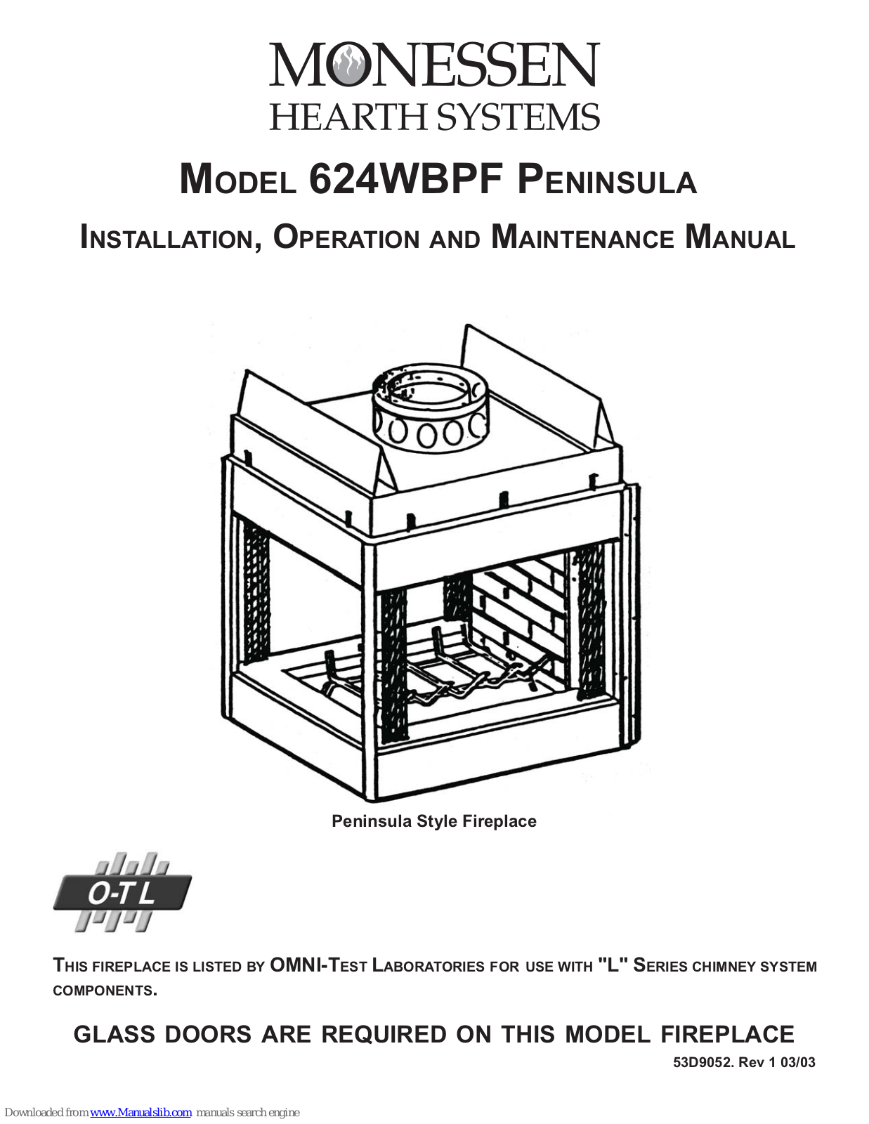 Monessen Hearth 624WBPF Peninsula Maintance Manual