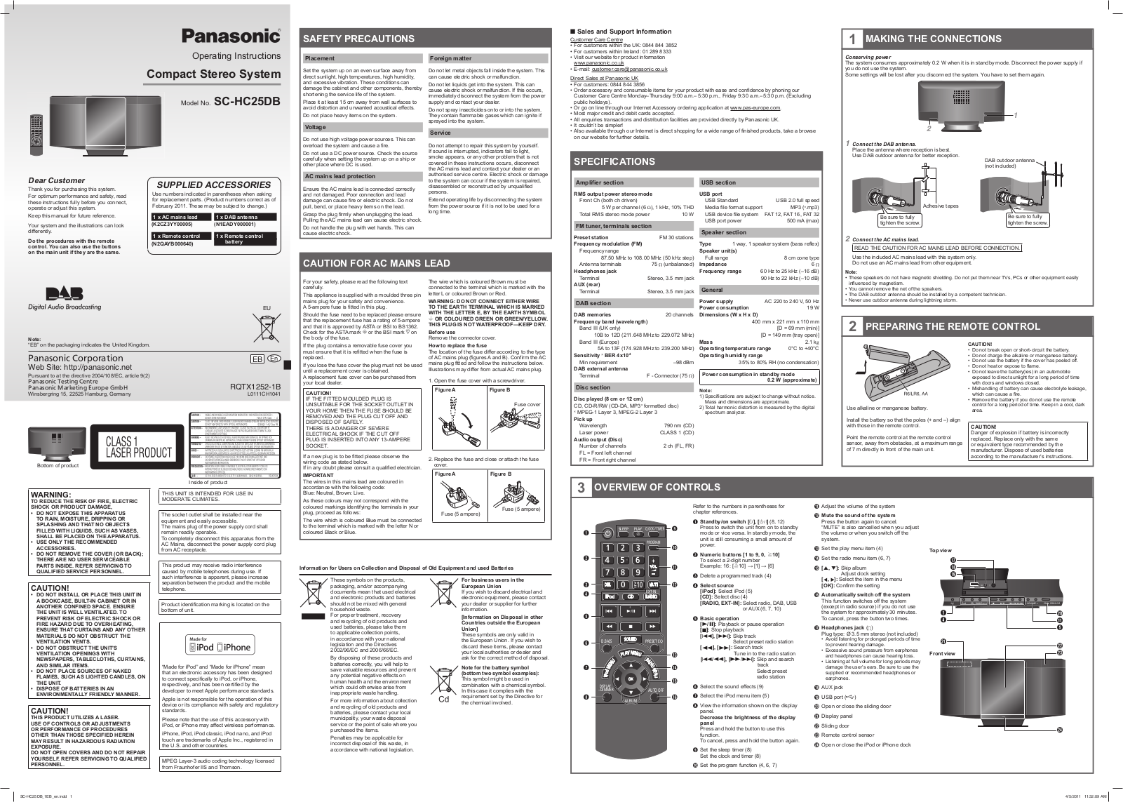 Panasonic SC-HC25DB Operating Instructions