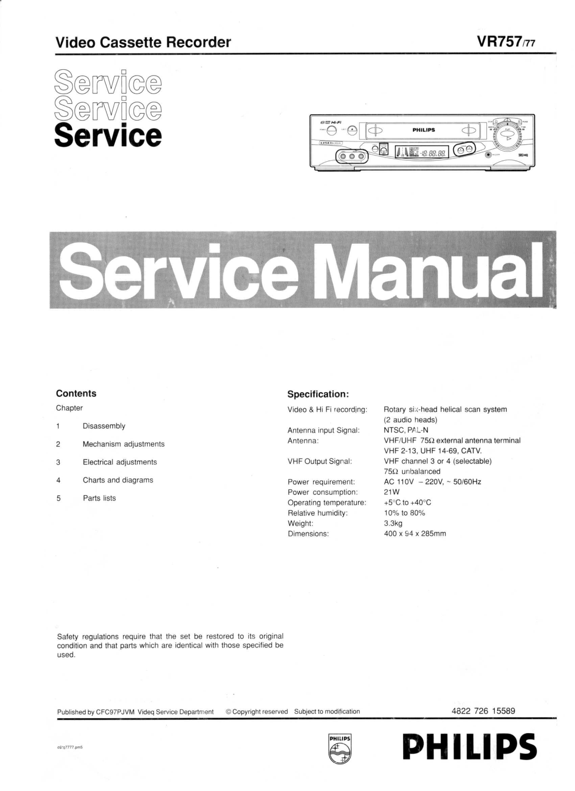 PHILIPS vr-757 Service Manual