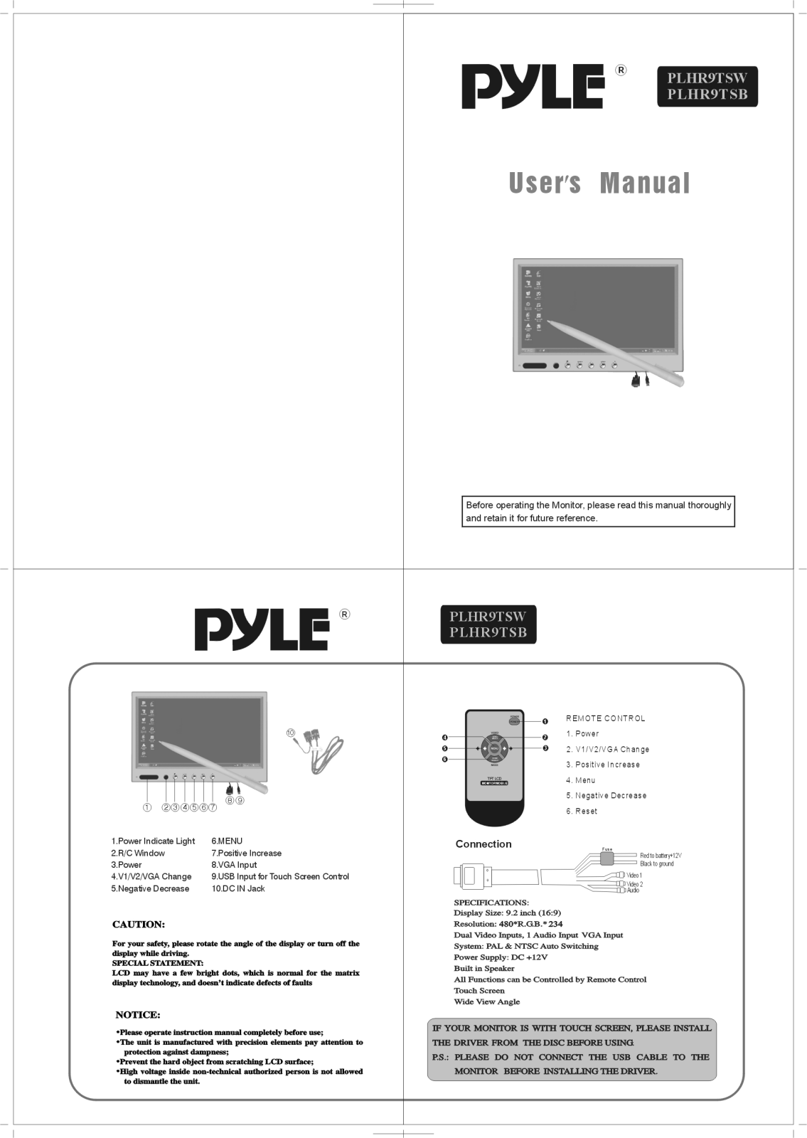 PYLE Audio PLHR9TSB, PLHR9TSW User Manual