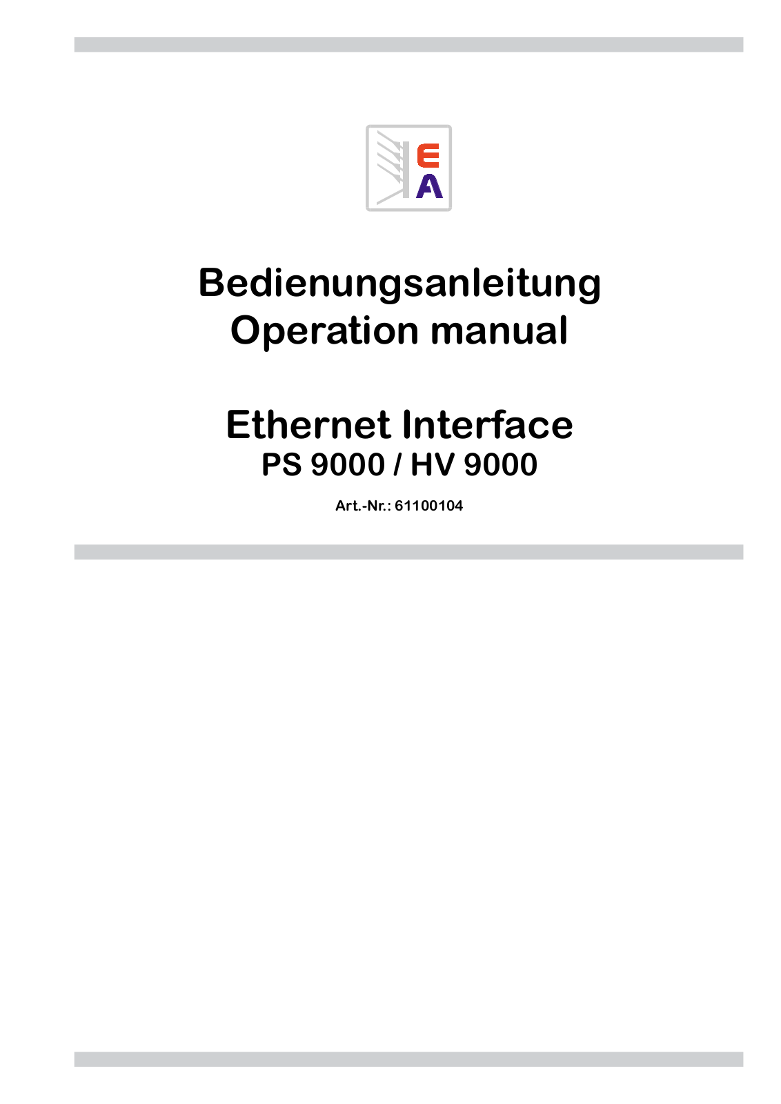 EA PS 9000, HV 9000 Operation Manual