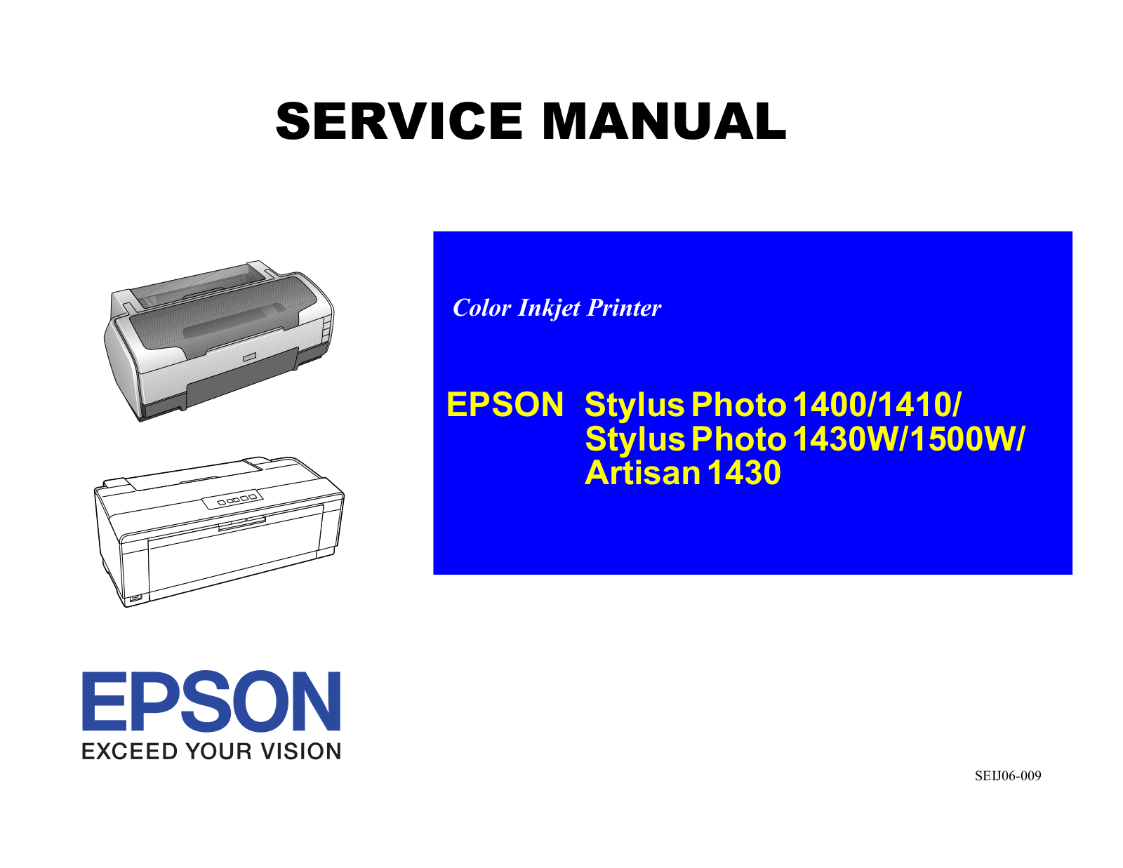 Epson 1400, 1410, 1430w, 1500w, Artisan-1430 Service Manual