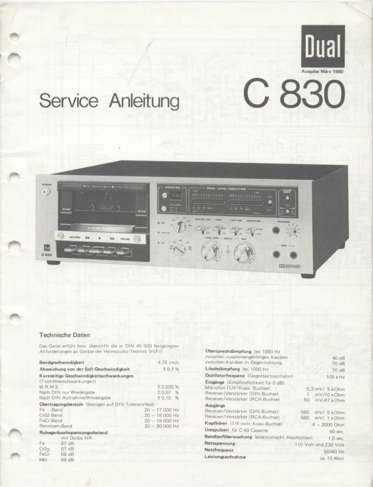 Dual C-830 Service manual