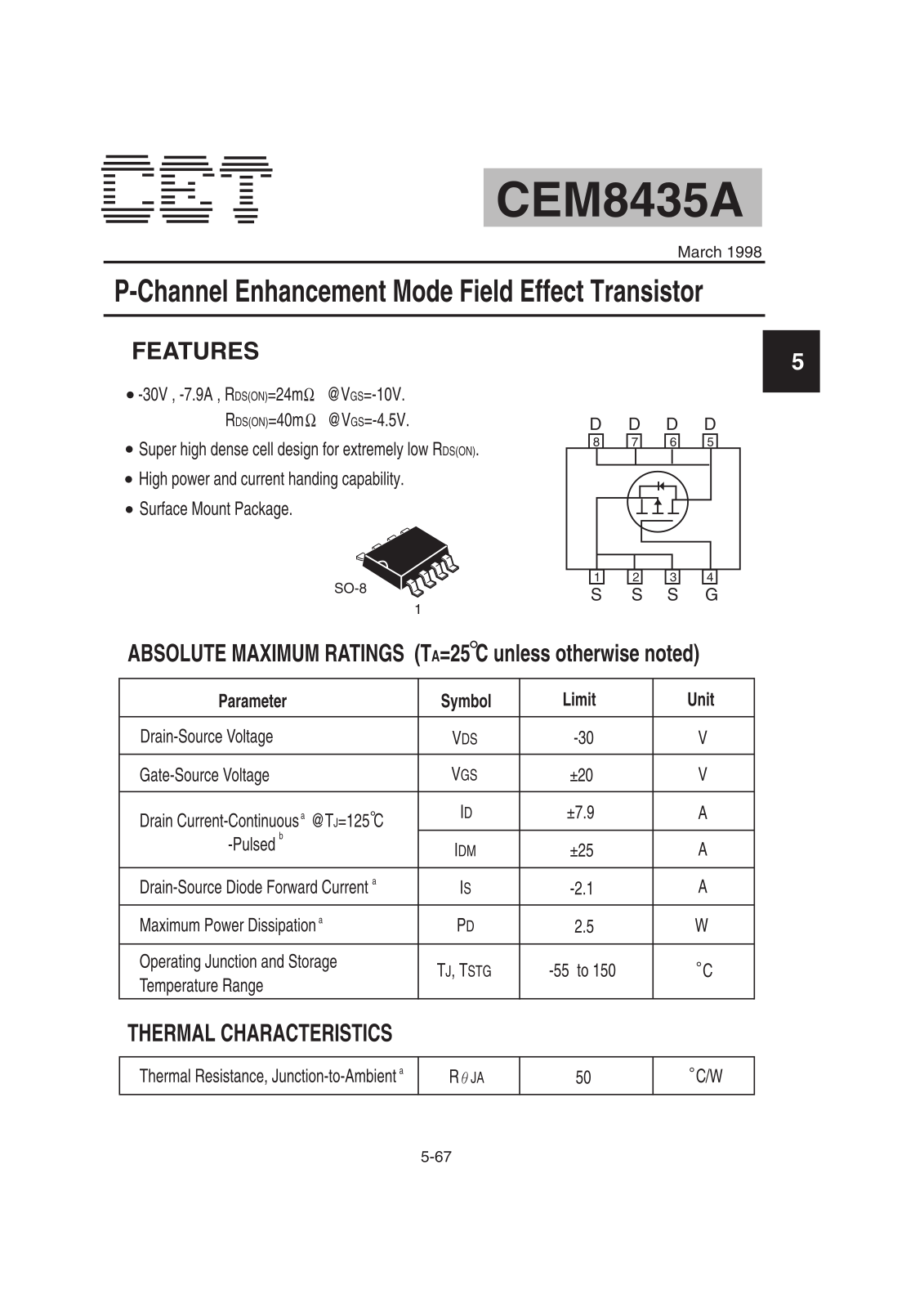 CET CEM8435A Datasheet