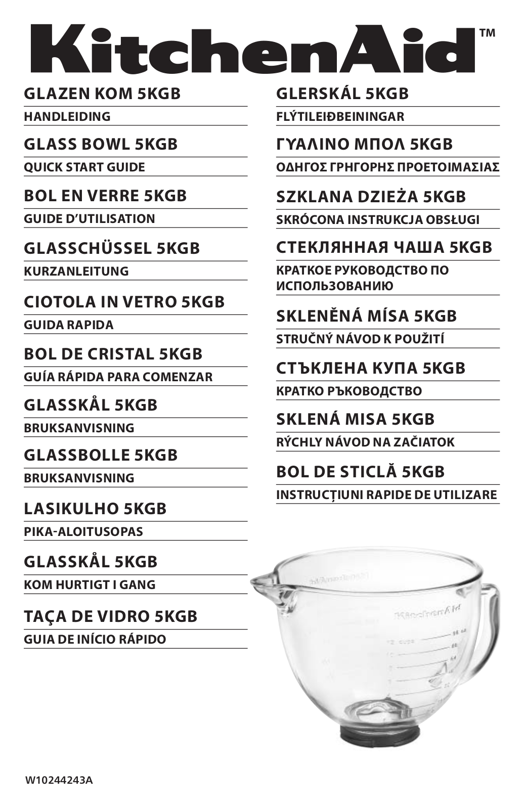 KitchenAid 5KGB Quick Reference Guide