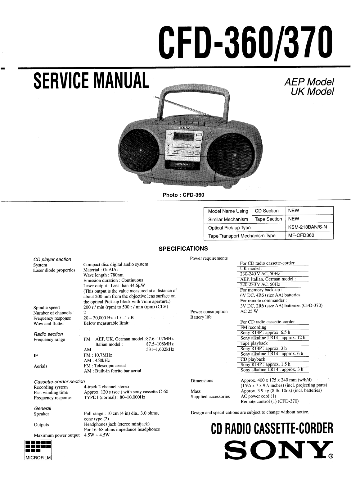 SONY CFD 560, CFD 515 Service Manual