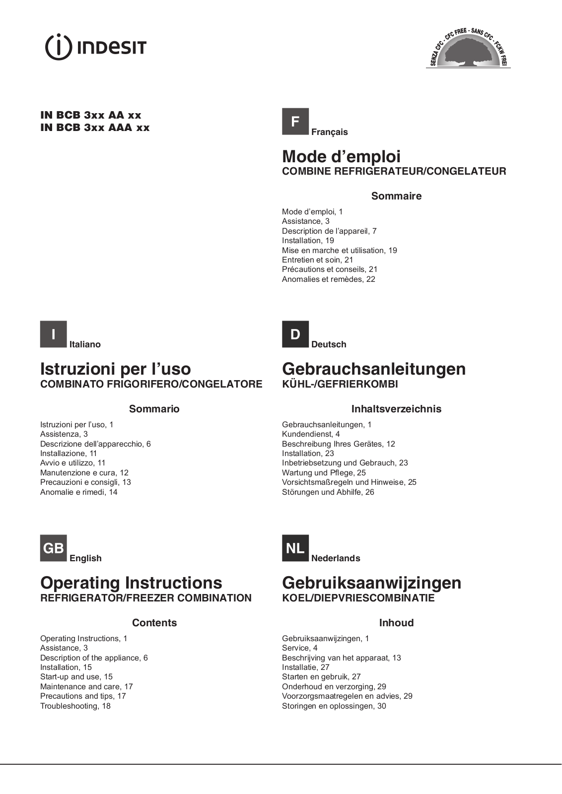 Indesit IN CB 31 AA FR User Manual