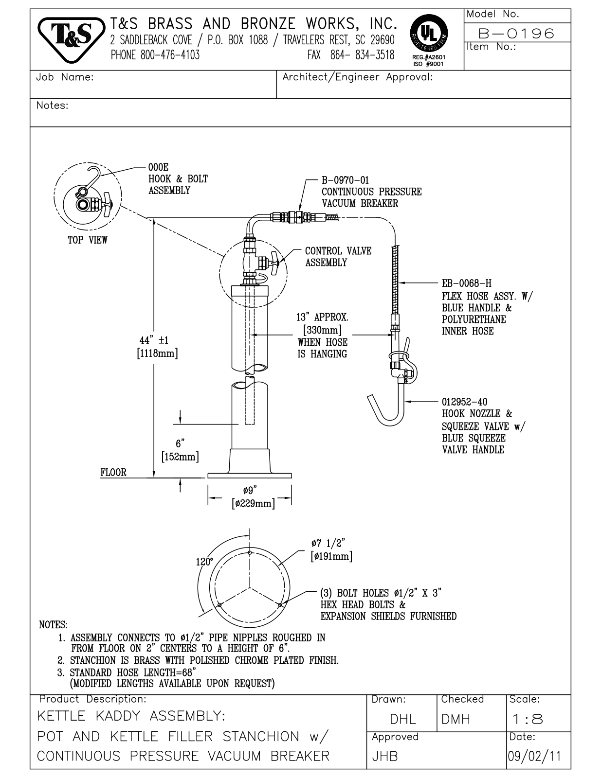 T&S Brass B-0196 User Manual