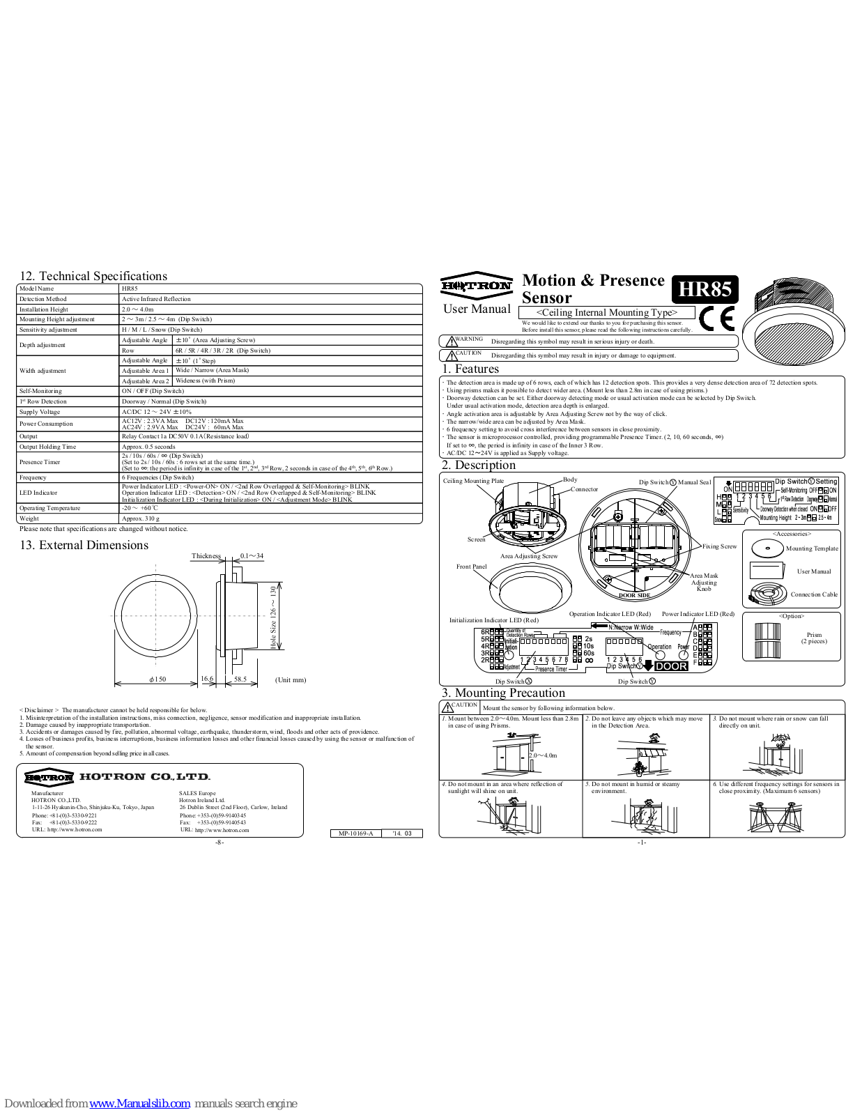 Hotron HR85 User Manual