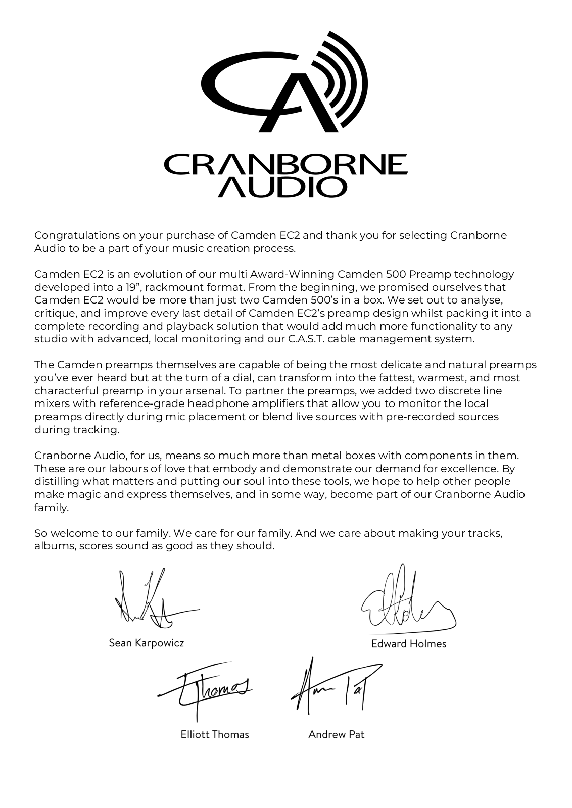 Cranborne Audio Camden EC2 User manual