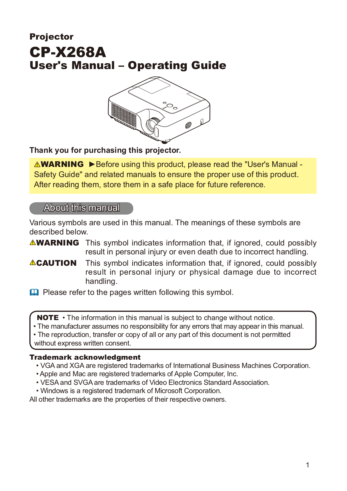 Hitachi CP-X268AWF User Manual