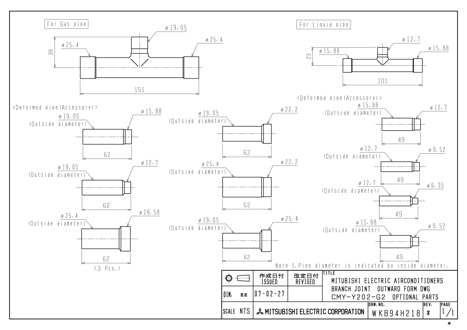 Mitsubishi CMY-Y202-G2 PartsList