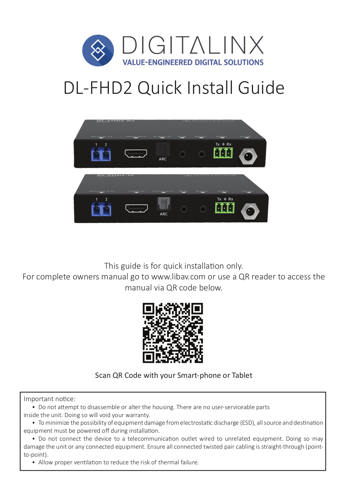 Intelix DL-FHD2 Quick Start Guide