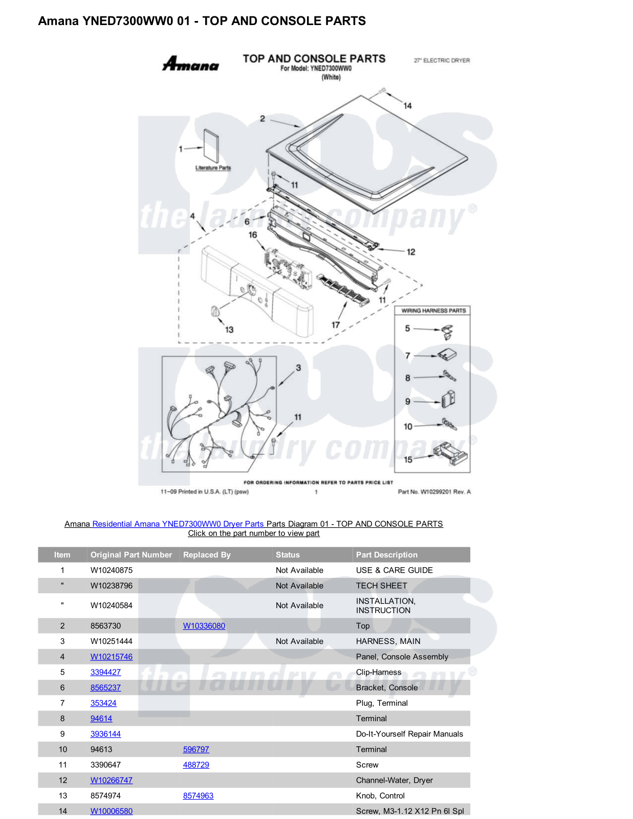 Amana YNED7300WW0 Parts Diagram