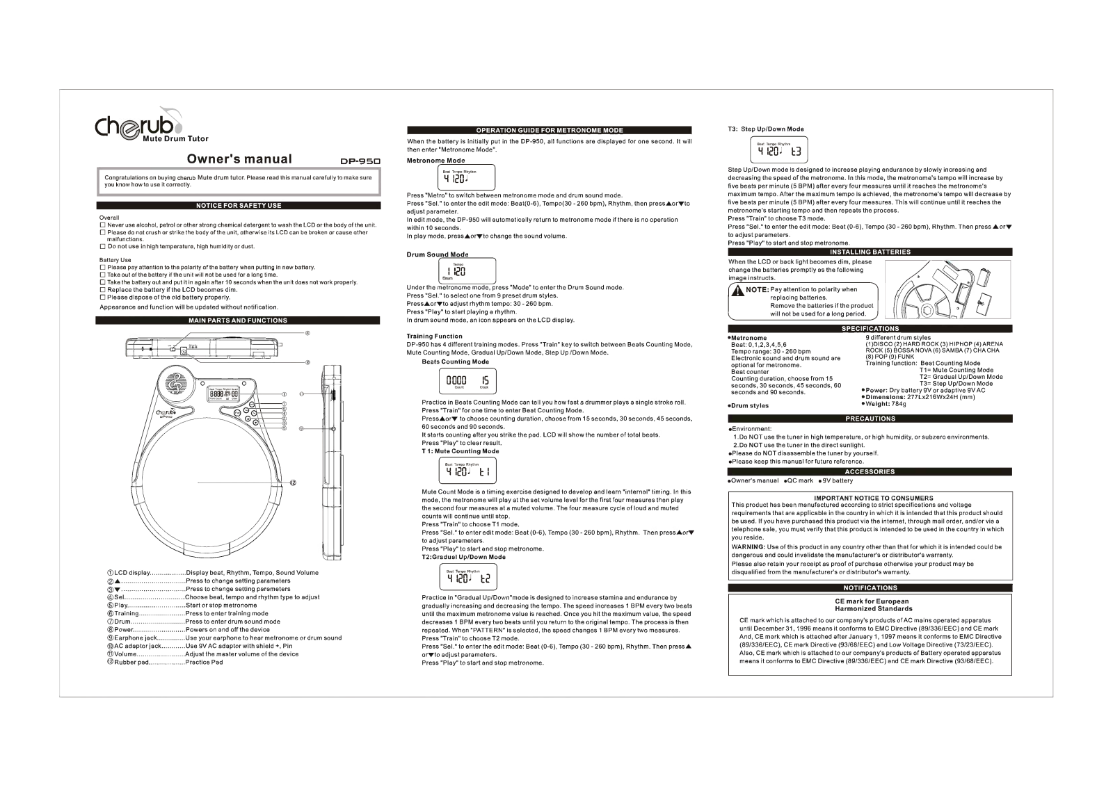 Cherub DP950 Drum Tutor User manual - ManualMachine.com