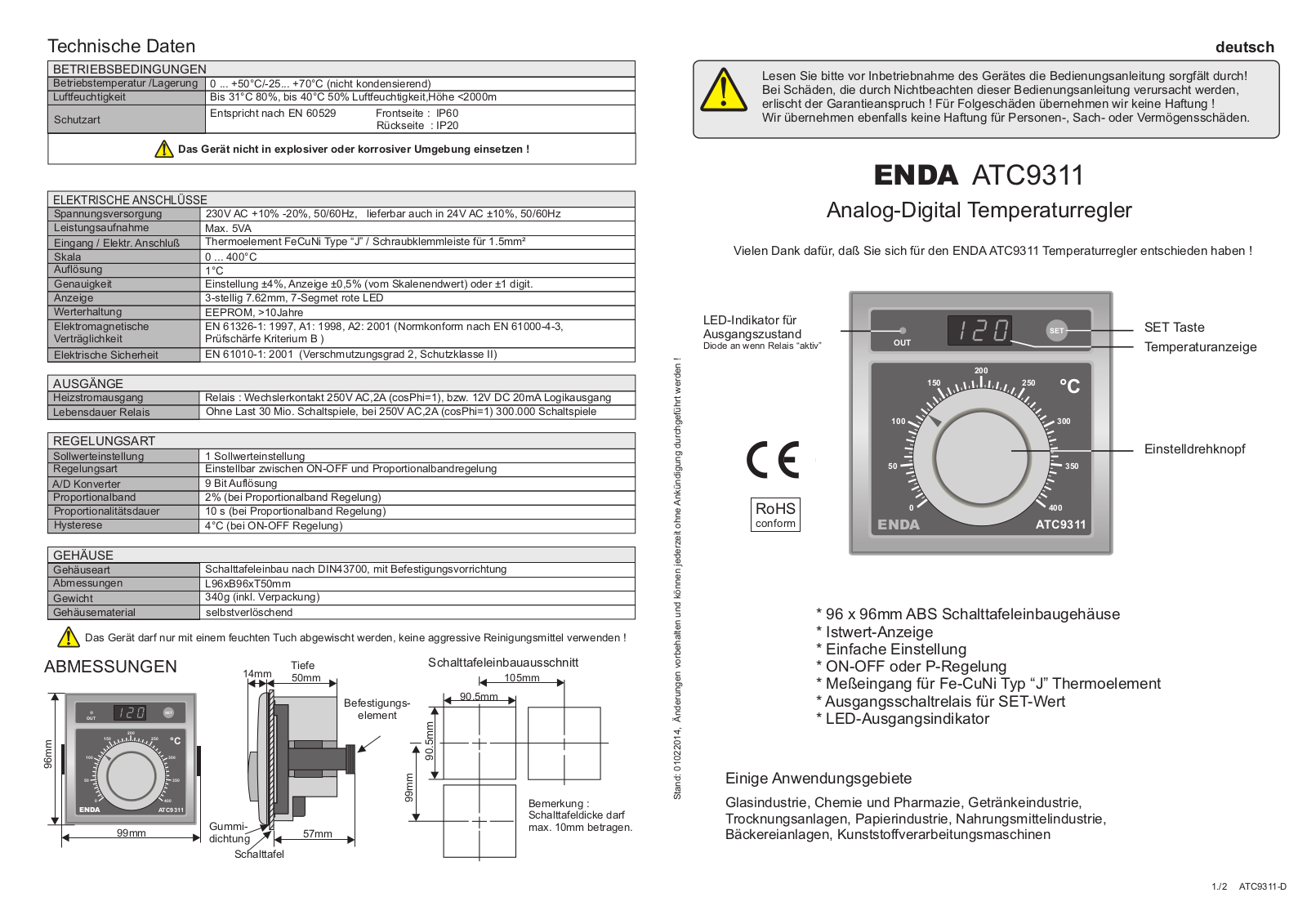 Enda ATC9311, ATC9311-SSR, ATC9311-24, ATC9311-24-SSR User manual