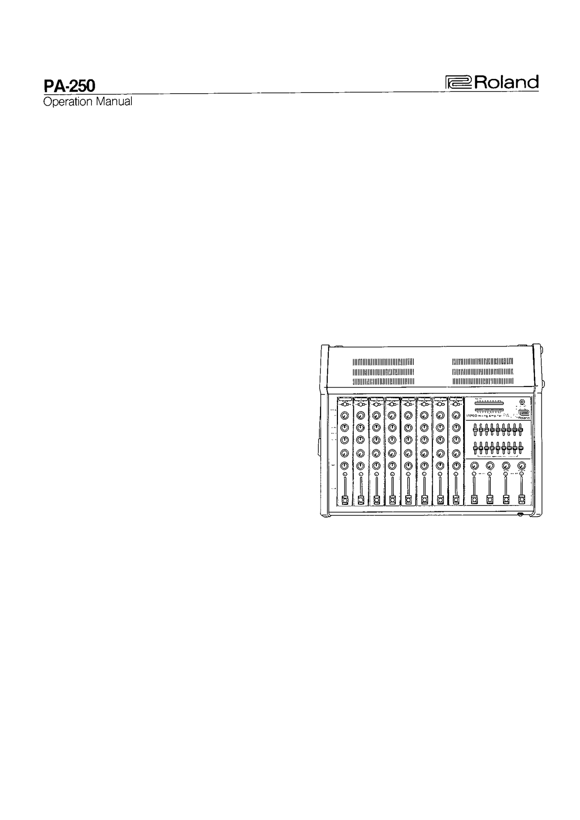 Roland PA 250 Service Manual